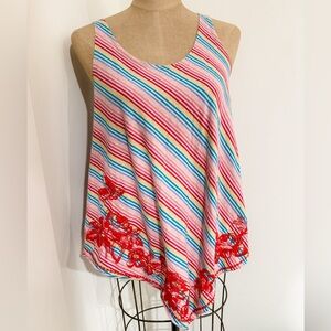 🌈 Johnny Was Striped Rainbow Tank size x-small